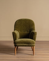 Scandinavian Lounge Chair in New Moss Chenille, 1950's - Lone Fox