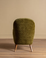 Scandinavian Lounge Chair in New Moss Chenille, 1950's - Lone Fox