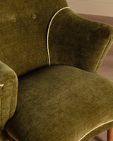 Scandinavian Lounge Chair in New Moss Chenille, 1950's - Lone Fox