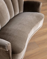 Scandinavian Sculpted Wingback Sofa in Otter Mohair, 1950s (2 available) - Lone Fox
