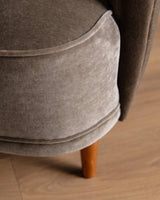 Scandinavian Sculpted Wingback Sofa in Otter Mohair, 1950s (2 available) - Lone Fox