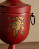 Scarlet & Gilt Tole Covered Urn Ice Bucket - Lone Fox
