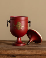 Scarlet & Gilt Tole Covered Urn Ice Bucket - Lone Fox