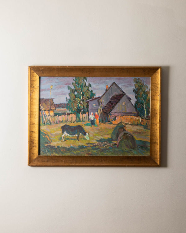 Scenic Farm Impressionist Oil Painting - Lone Fox