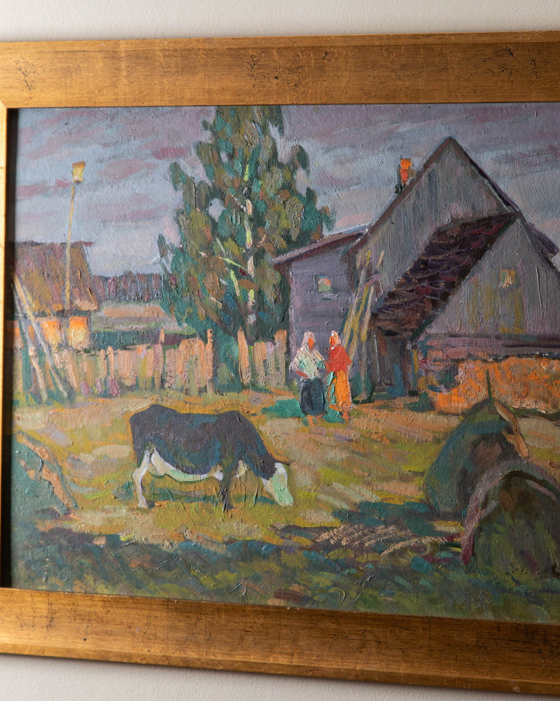 Scenic Farm Impressionist Oil Painting - Lone Fox