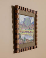 Scenic Landscape Oil Painting in Cubed Frame, American, 1960's - Lone Fox