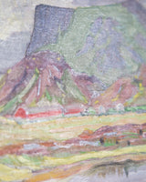 Scenic Landscape Oil Painting in Cubed Frame, American, 1960's - Lone Fox