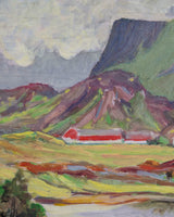 Scenic Landscape Oil Painting in Cubed Frame, American, 1960's - Lone Fox