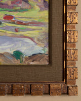 Scenic Landscape Oil Painting in Cubed Frame, American, 1960's - Lone Fox