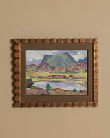 Scenic Landscape Oil Painting in Cubed Frame, American, 1960's - Lone Fox
