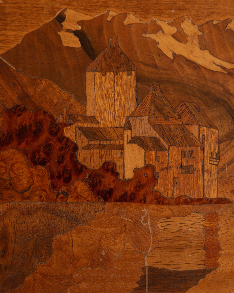 Scottish Wood Inlaid Marquetry Panel - Lone Fox