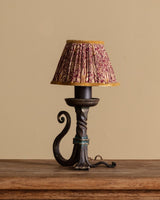 Scrolled Iron Table Lamp with Floral Pleated Shade, French, 1960s - Lone Fox