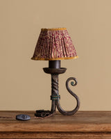 Scrolled Iron Table Lamp with Floral Pleated Shade, French, 1960s - Lone Fox