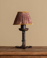 Scrolled Iron Table Lamp with Floral Pleated Shade, French, 1960s - Lone Fox