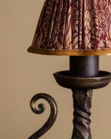 Scrolled Iron Table Lamp with Floral Pleated Shade, French, 1960s - Lone Fox