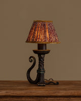 Scrolled Iron Table Lamp with Floral Pleated Shade, French, 1960s - Lone Fox