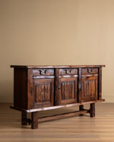 Sculptural Brutalist Elm Sideboard by Olavi Hanninen, Finland, 1950's (2 available) - Lone Fox