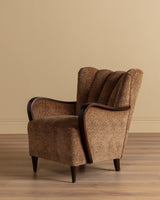 Sculptural Danish Fluted Lounge Chairs in Warm Dotted Chenille, 1950s (2 Available) - Lone Fox