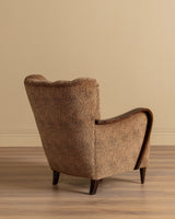 Sculptural Danish Fluted Lounge Chairs in Warm Dotted Chenille, 1950s (2 Available) - Lone Fox