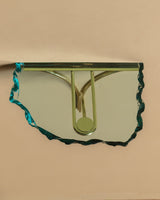Sculptural Glass & Brass Wall Shelf #1 in the Manner of Fontana Arte, Italy - Lone Fox