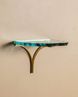 Sculptural Glass & Brass Wall Shelf #1 in the Manner of Fontana Arte, Italy - Lone Fox