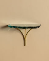 Sculptural Glass & Brass Wall Shelf #1 in the Manner of Fontana Arte, Italy - Lone Fox