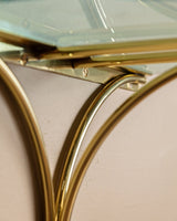 Sculptural Glass & Brass Wall Shelf #1 in the Manner of Fontana Arte, Italy - Lone Fox