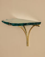 Sculptural Glass & Brass Wall Shelf #1 in the Manner of Fontana Arte, Italy - Lone Fox