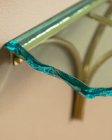 Sculptural Glass & Brass Wall Shelf #1 in the Manner of Fontana Arte, Italy - Lone Fox