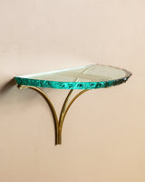 Sculptural Glass & Brass Wall Shelf #4 in the Manner of Fontana Arte, Italy - Lone Fox