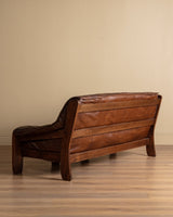 Sculptural Leather & Oak Sofa, France, 1950's - Lone Fox