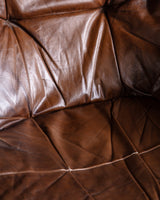 Sculptural Leather & Oak Sofa, France, 1950's - Lone Fox