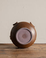 Sculptural Round Studio Pottery Vase in Honey / Amber - Lone Fox