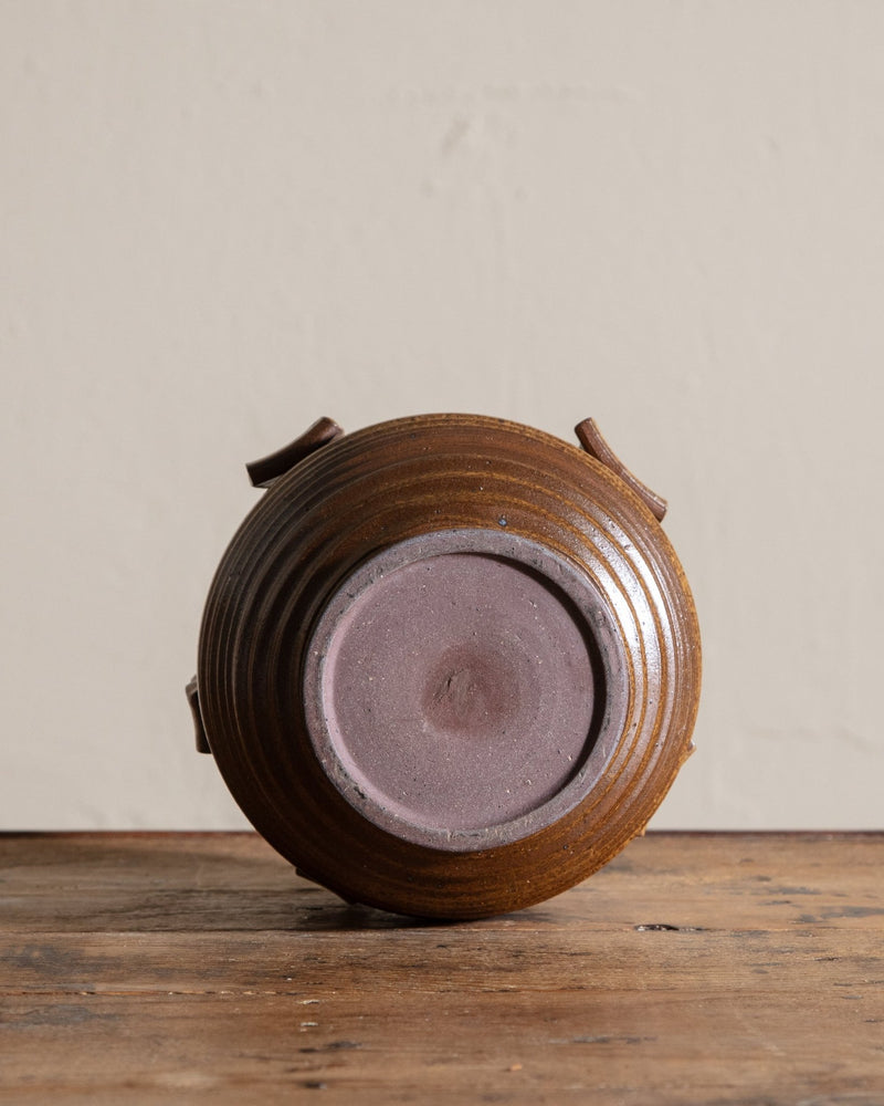 Sculptural Round Studio Pottery Vase in Honey / Amber - Lone Fox