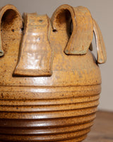 Sculptural Round Studio Pottery Vase in Honey / Amber - Lone Fox