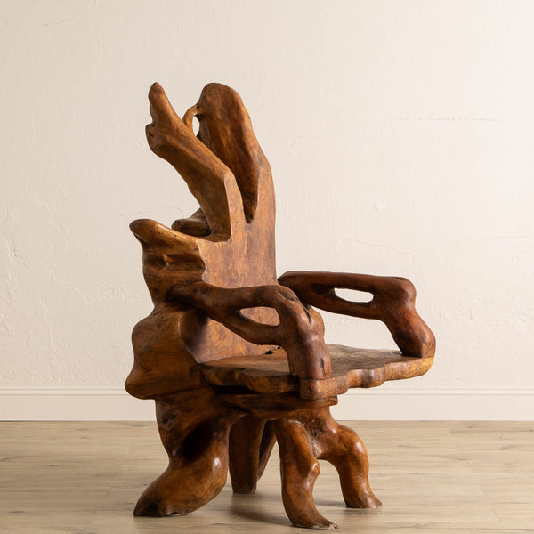 Fire Burnt Black Teak Wood Root Coffee Table , Wabi Sabi