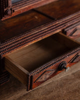 Sculptural Tramp Art Vanity Mirror w/ Drawers, 19th Century - Lone Fox