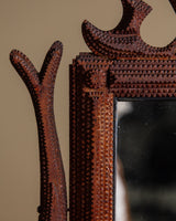 Sculptural Tramp Art Vanity Mirror w/ Drawers, 19th Century - Lone Fox