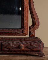 Sculptural Tramp Art Vanity Mirror w/ Drawers, 19th Century - Lone Fox