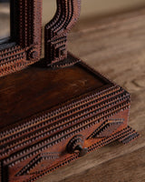 Sculptural Tramp Art Vanity Mirror w/ Drawers, 19th Century - Lone Fox