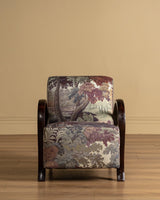Sculptural Wood Arm Lounge Chair in Plantasia Cotton Linen, France, 1940s (2 available) - Lone Fox