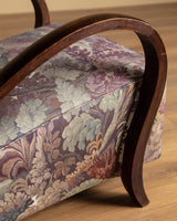 Sculptural Wood Arm Lounge Chair in Plantasia Cotton Linen, France, 1940s (2 available) - Lone Fox