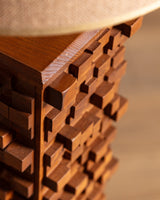 Sculptural Wood Block Floor Lamp, Italy, Contemporary - Lone Fox