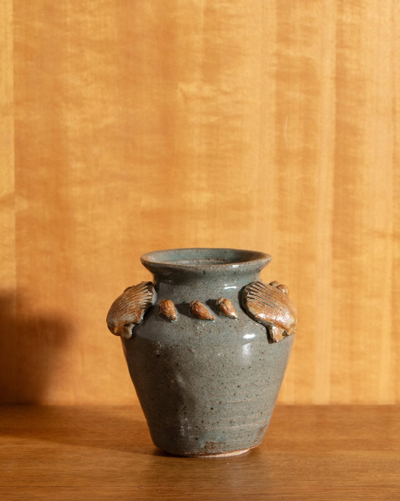 Seashell Studio Pottery Vase, Signed - Lone Fox