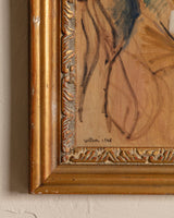 Seated Women Expressionist Oil Painting by Watson, France, 1945 - Lone Fox