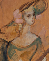 Seated Women Expressionist Oil Painting by Watson, France, 1945 - Lone Fox