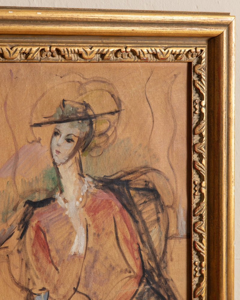 Seated Women Expressionist Oil Painting by Watson, France, 1945 - Lone Fox