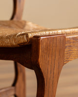 Set of 12 Brutalist Razor Blade Oak & Rush Dining Chairs, Belgium, 1960's - Lone Fox