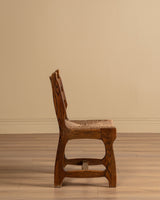 Set of 12 Brutalist Razor Blade Oak & Rush Dining Chairs, Belgium, 1960's - Lone Fox