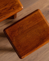 Set of 3 Brutalist Dutch Oak Nesting Tables, 1960's - Lone Fox